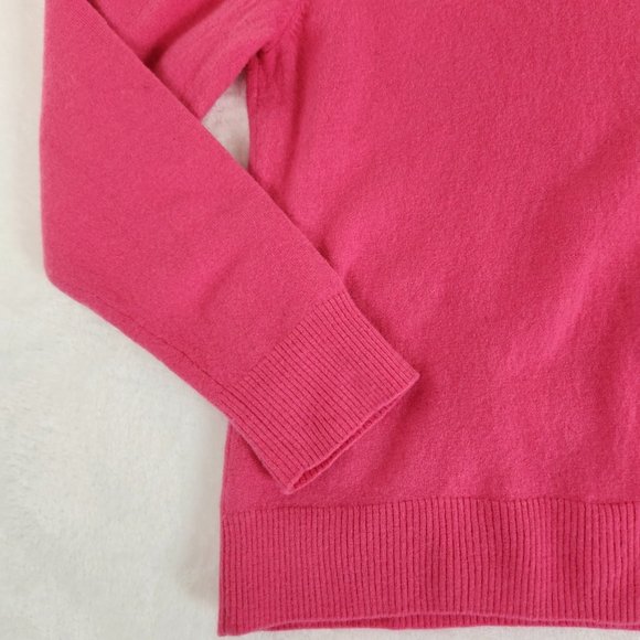 Y2K Charter Club Pink Merino Wool Sweater V Neck Ribbed Cuffs Womensβ XL Small - Picture 5 of 12